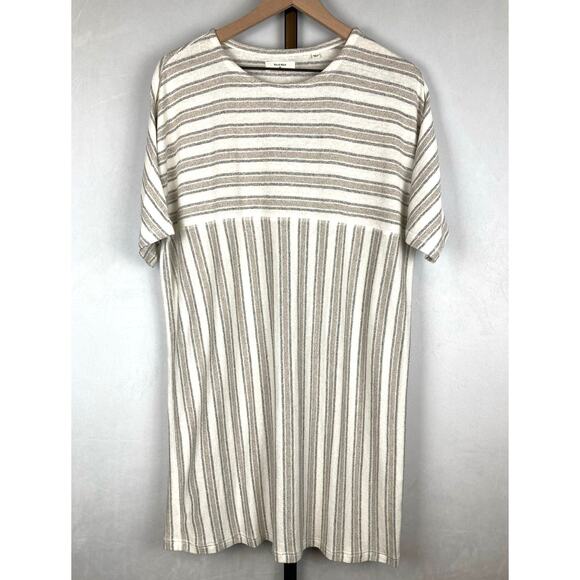 Billy Reid Striped Linen Blend Dress Size XS Beige Quiet Luxury Beach Coastal - Picture 5 of 9